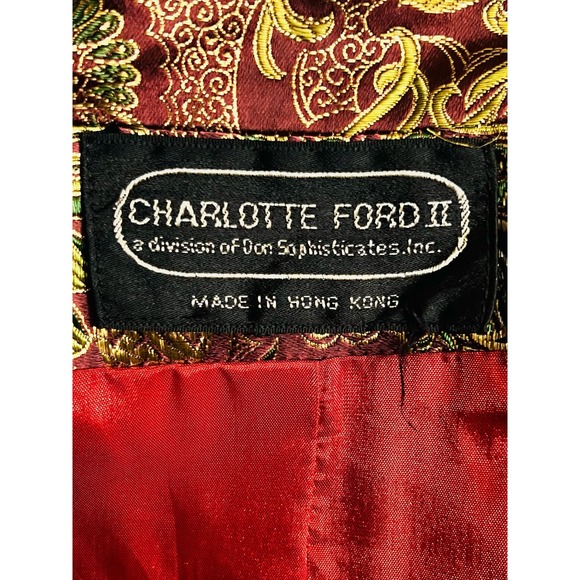 Vintage 80s Charlotte Ford II Metallic Gold and Red Jacket Blazer Size Small - Picture 11 of 14